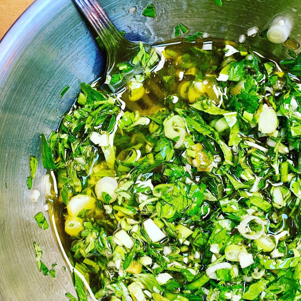 Greek Chimichuri with Grilled&nbsp;Eggplant